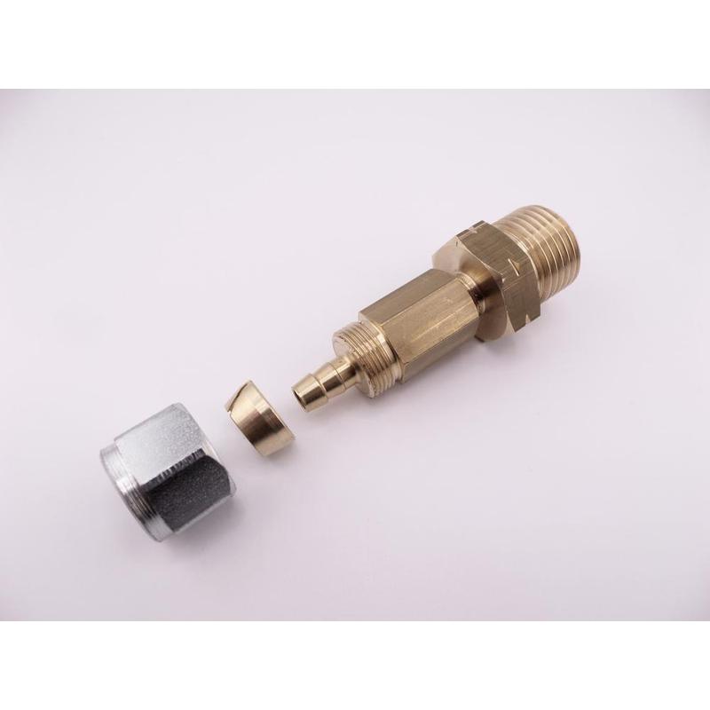 Złącze red. butli dużej - zew. W 21,8x1/14" L / rura PCV (faro) d-8  GZ-2786