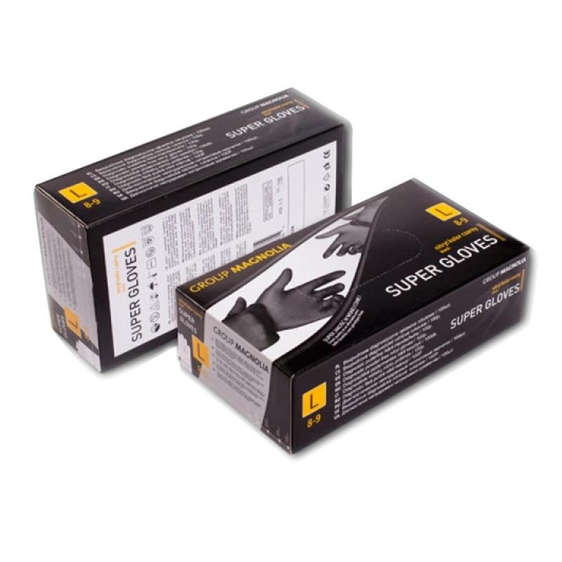 RĘKAWICZKI NITRYLOWE CZARNE bezpudrowe L (100szt)